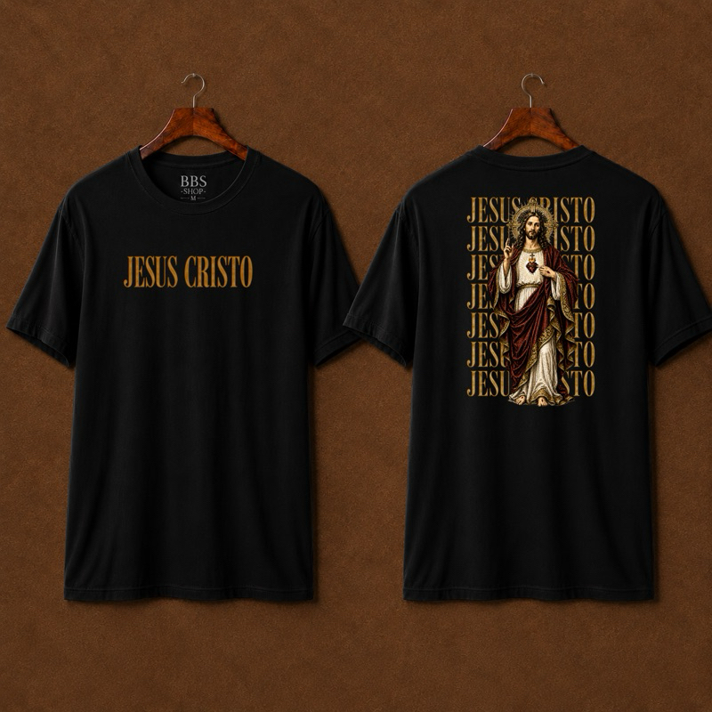 Camiseta Jesus Cristo Sagrado Coração Católica Unissex Camisa Religiosa  Fé Cristã Presente Católico Premium DTF