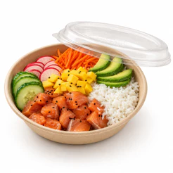 Potes Saladeira Poke Tampa Transparente Bowl Redonda 750ml Delivery