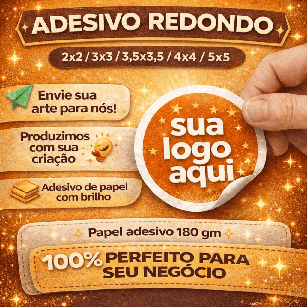 Adesivos redondos Personalizados - embalagem, rótulo e lembrancinha