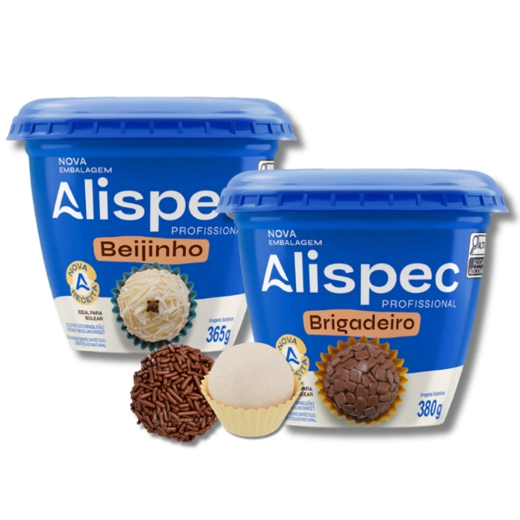 Alispec Kit Brigadeiro 380g e Beijinho 365g Doces Prontos para Enrolar