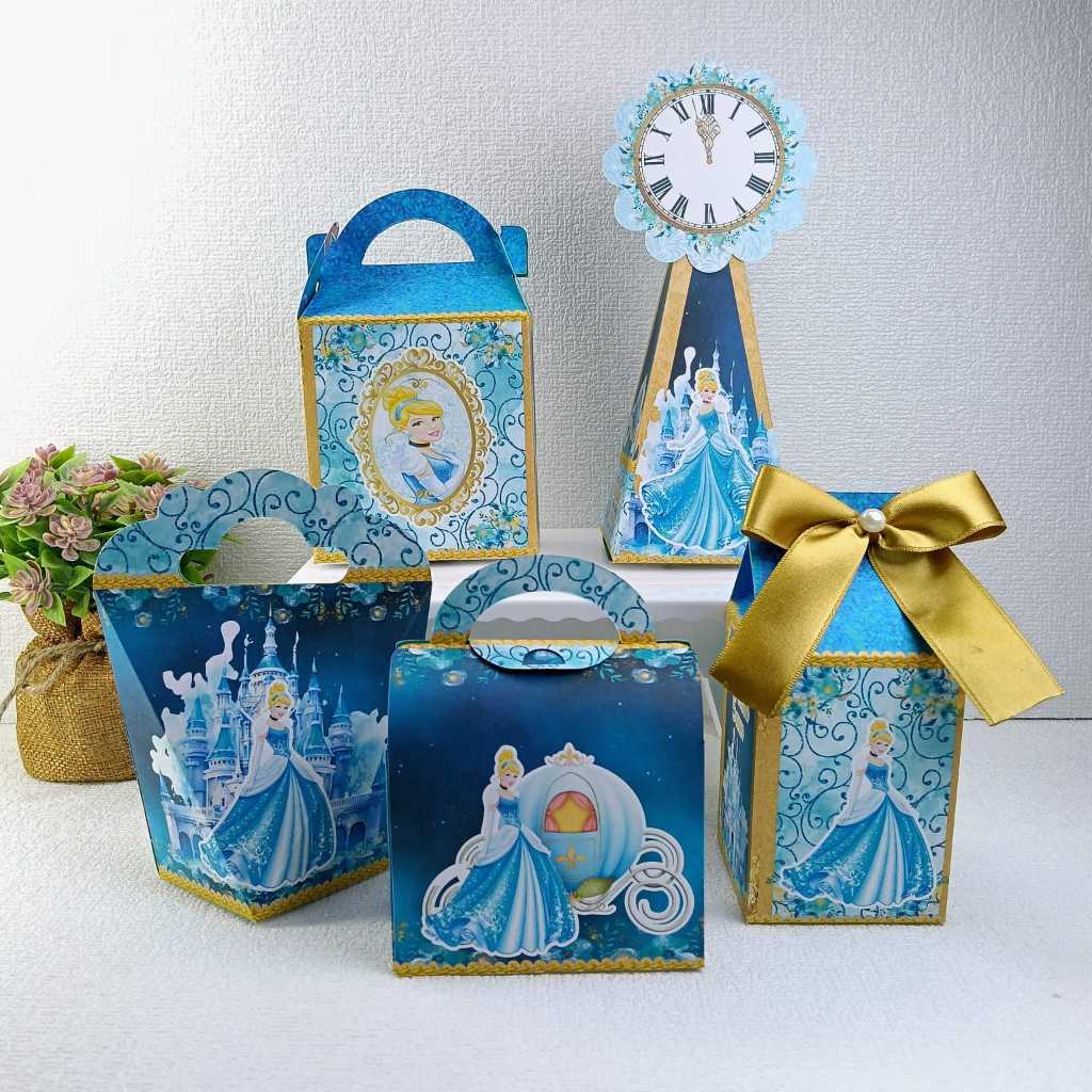 Kit Caixas Personalizadas Cinderela Lembrancinhas Caixinhas para festa - PEGUE E MONTE