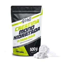 Creatina Monohidratada 4Well 500g em Pó 100% Pura Sem Sabor Laudo Laboratorial Dosador