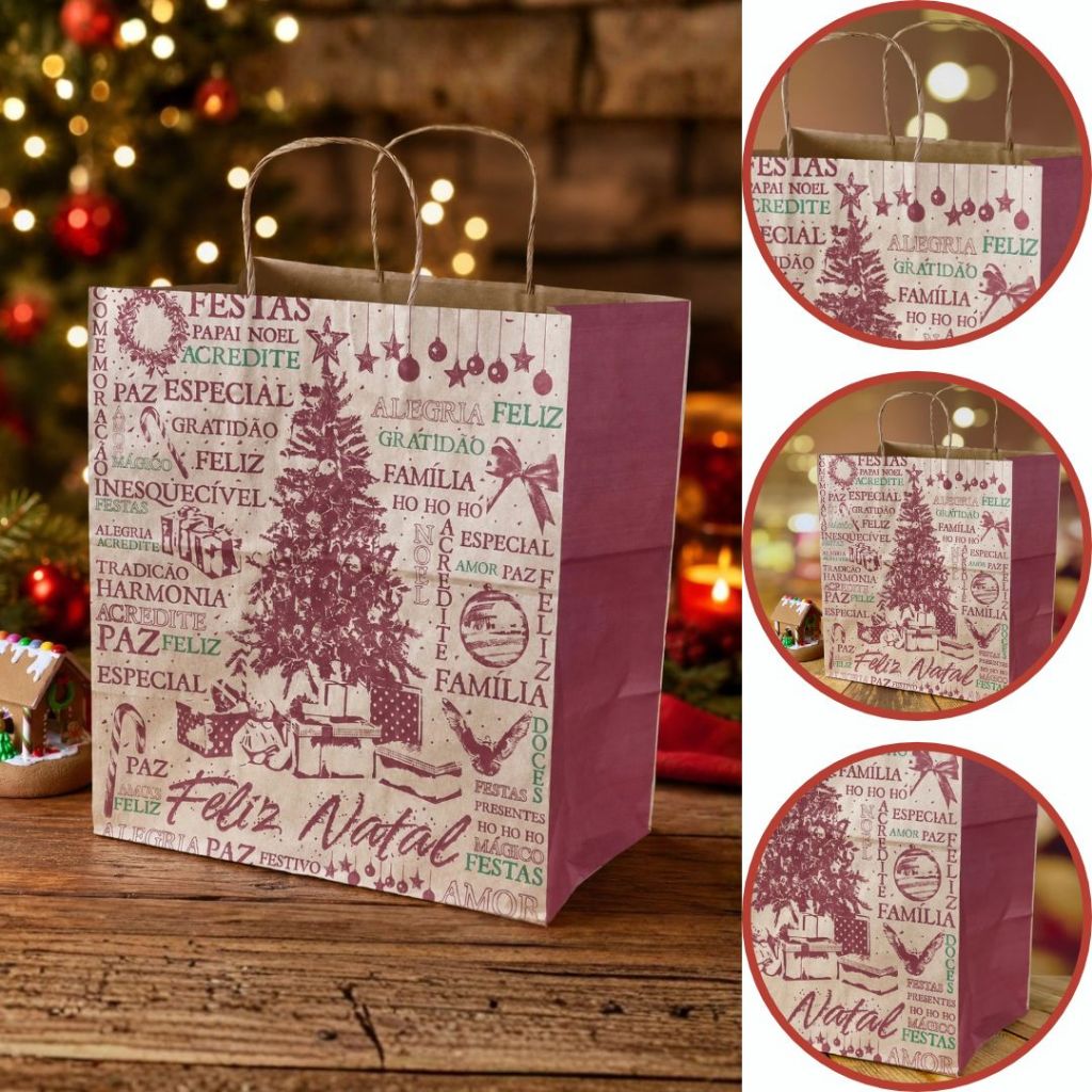 10 SACOLA NATAL G 28X18X32 - NATAL ESSENCIA 5667 KRAFT (NATAL 2025 IDEIA) (CHOCO)