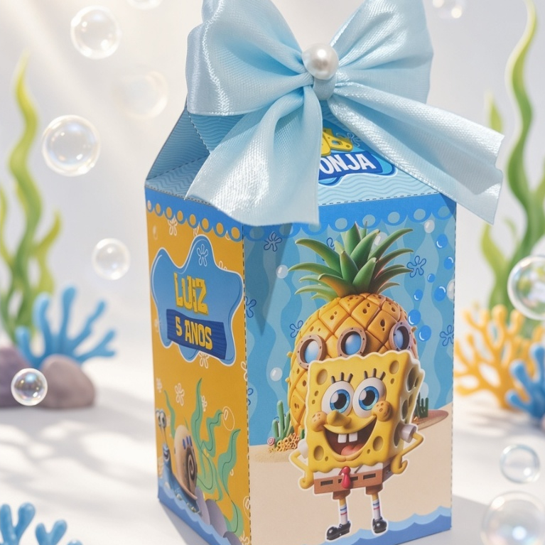 CAIXAS PERSONALIZADAS PARA LEMBRANCINHA DE FESTA DE ANIVERSÁRIO MENINO BOB ESPONJA