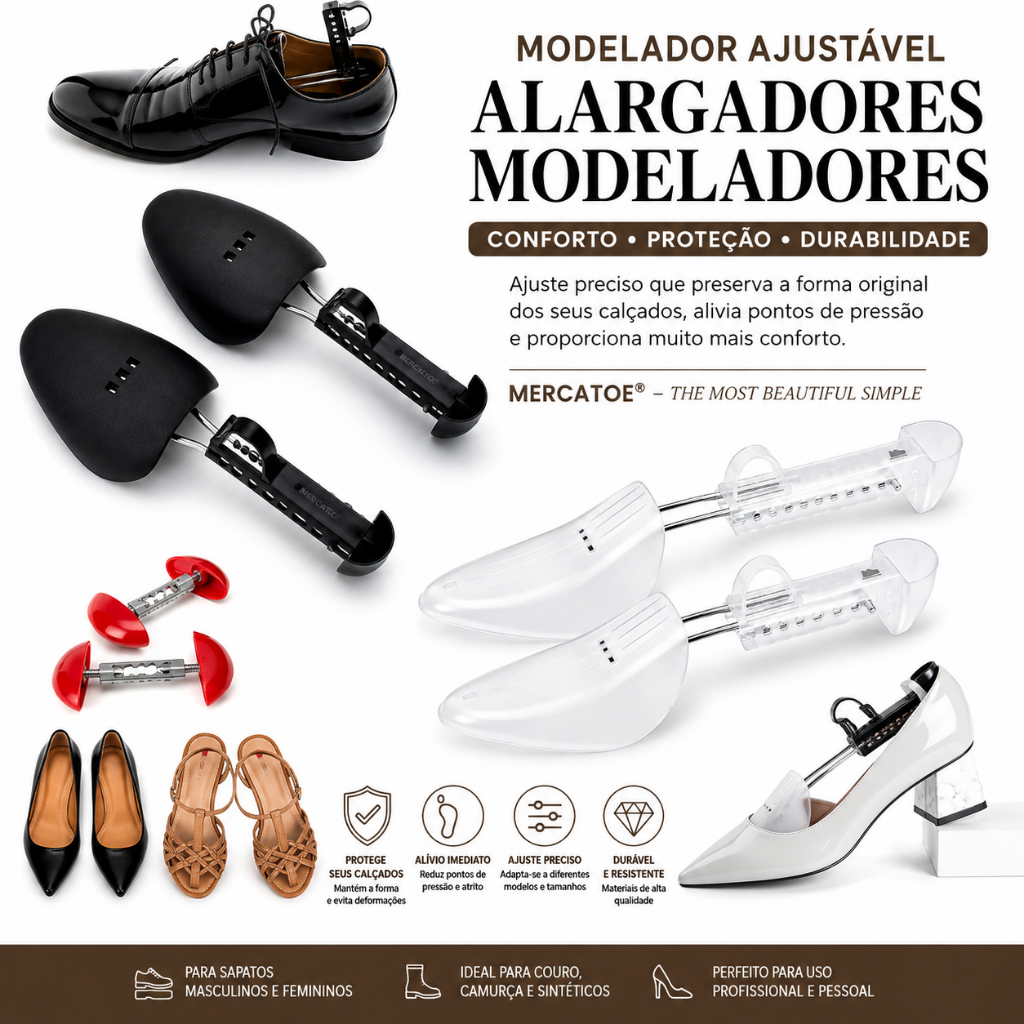Par Alargadores ABS, FLEXÍVEL ou RED JOANETE para Sapato Tênis P ou G - Modelador Laceador Ajustador