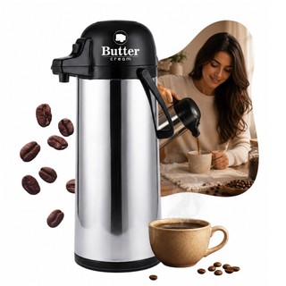 Garrafa Térmica Inox 1,9L Apertar Pressão Bebidas Café Quente Água Pump Butter Cream