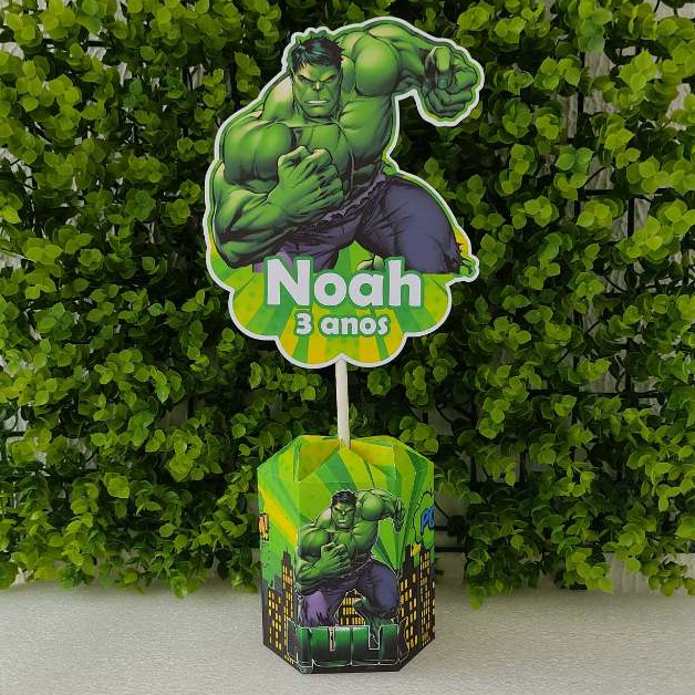 CENTRO DE MESA HULK /PEGUE E MONTE / LEMBRANCINHA PARA FESTA INFANTIL PERSONALIZADO TEMA HULCK