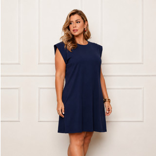 Vestido Plus Size Midi Muscle Tee Basico  Manga Curto 100% Algodão Vestido Casual Elegante
