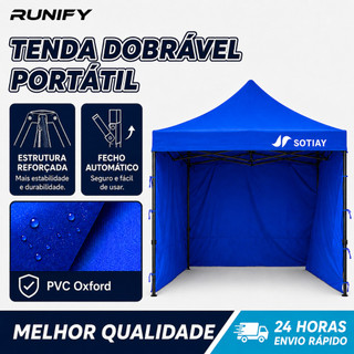 Gazebo Barraca 3x3 Articulado Reforçado Anti Vento Impermeável Tenda Praia Camping Feira com Lateral