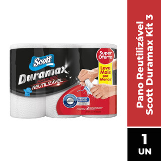 PANO REUTILIZÁVEL SCOTT DURAMAX BRANCO - KIT 3 ROLOS