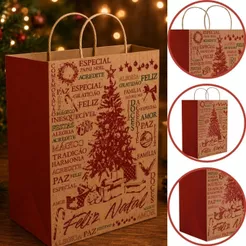 30 SACOLA NATAL PP 12X12X25 - NATAL ESSENCIA KRAFT 5661 (NATAL 2025 IDEIA) (CHOCO)