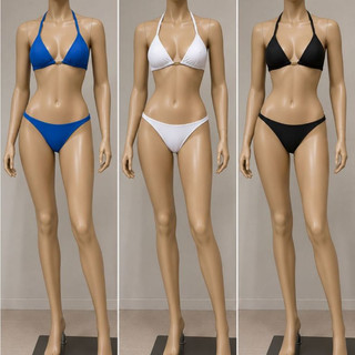 Kit 3 Biquínis Femininos Cortininha | Preto, Branco e Azul | Conjunto Moda Praia