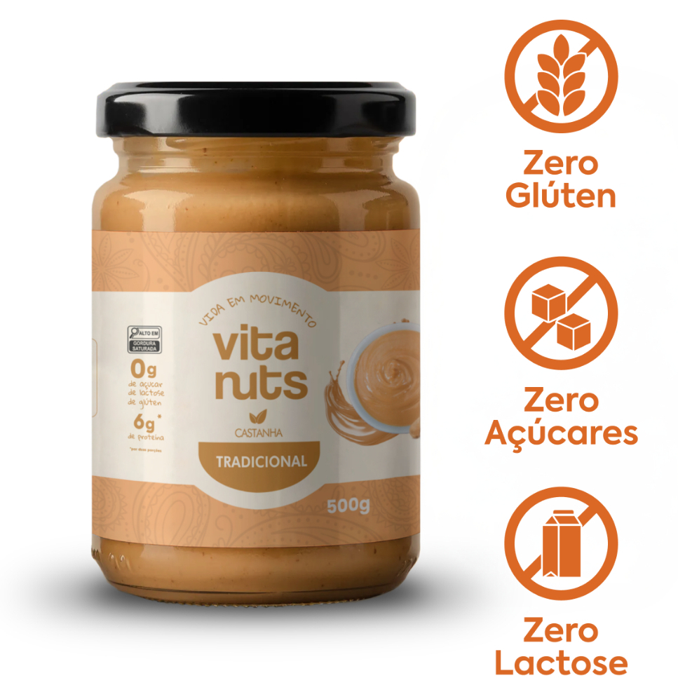 Pasta de Castanha de Caju Tradicional Sem Açúcar Vitanuts 500g