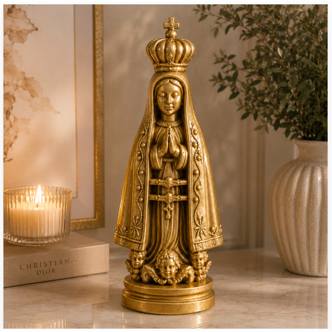 Imagem Nossa Senhora Aparecida Decorativa Premium – 25cm – Decoração Religiosa, Presente de Fé e Proteção