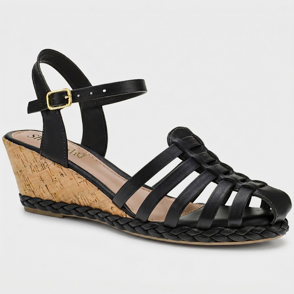 Sandália Feminina Shekinah Anabela Salto Espadrille Moda Confortável