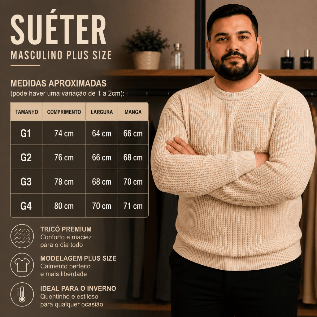 Sueter masculino Plus Size Blusa de frio G1 G2 G3