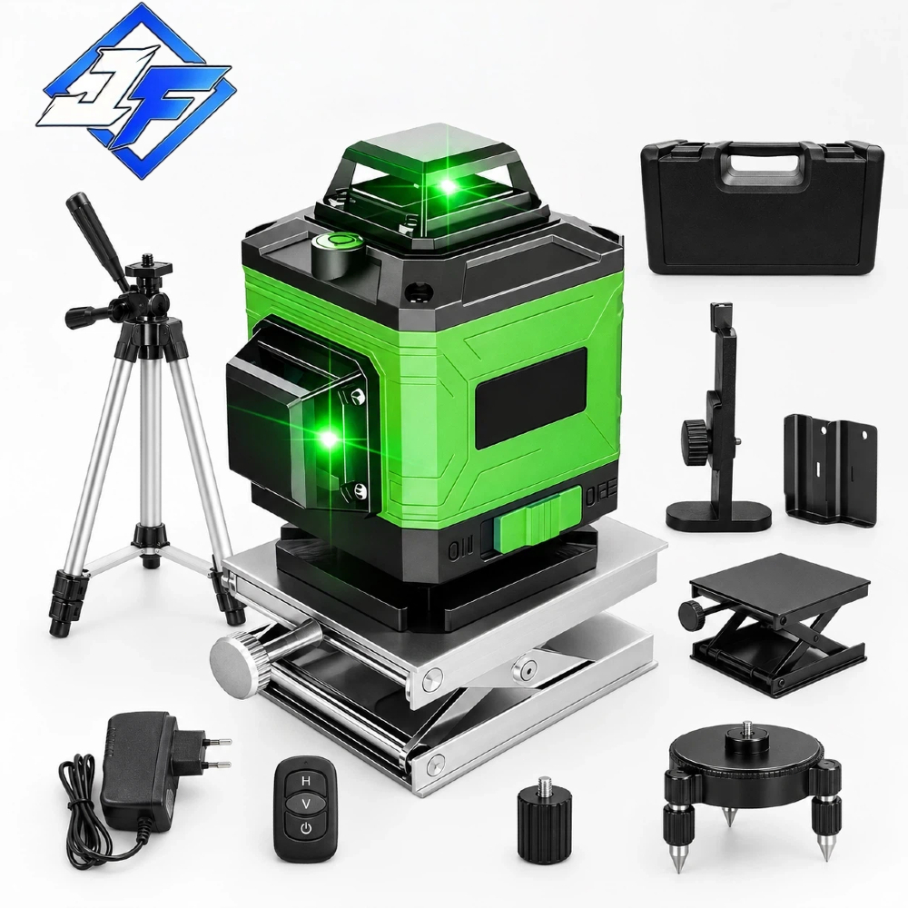 Nível Laser 12/16 Linhas Verde Profissional - Recarregável Autonivelante 360° com Controle Remoto 3D/4D