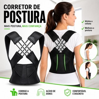Corretor de Postura Masculino Feminino Respirável Ajustável para Trabalho Academia e Casa