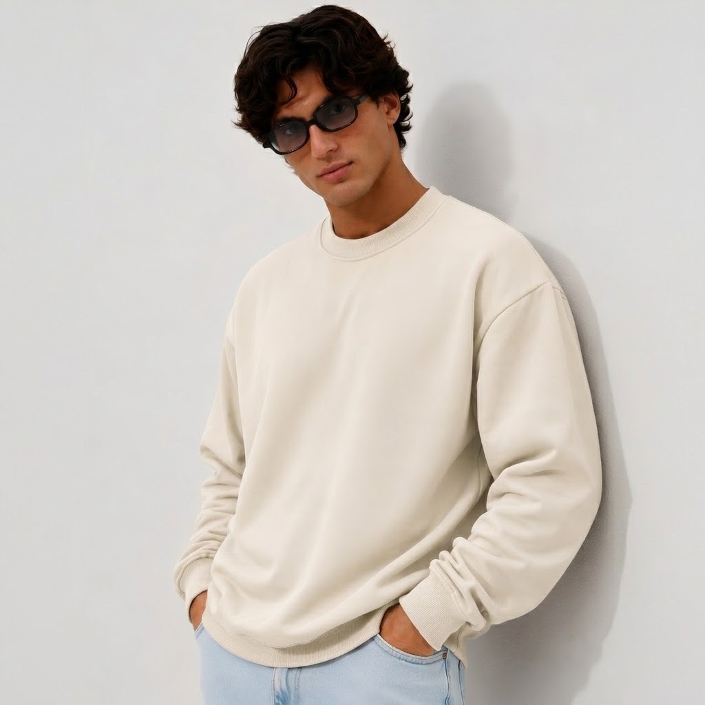 Moletom Unissex Gola Careca Sem Capuz Básico Liso 100% Algodão Manga Longa Confortável Casual Inverno Várias Cores