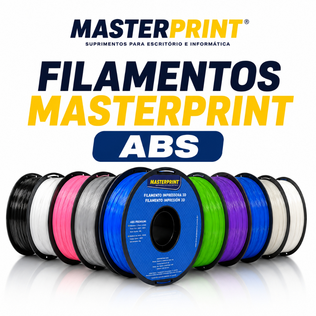 Filamento ABS Masterprint 1kg 1,75mm para Impressora 3D Alta Resistência Várias Cores