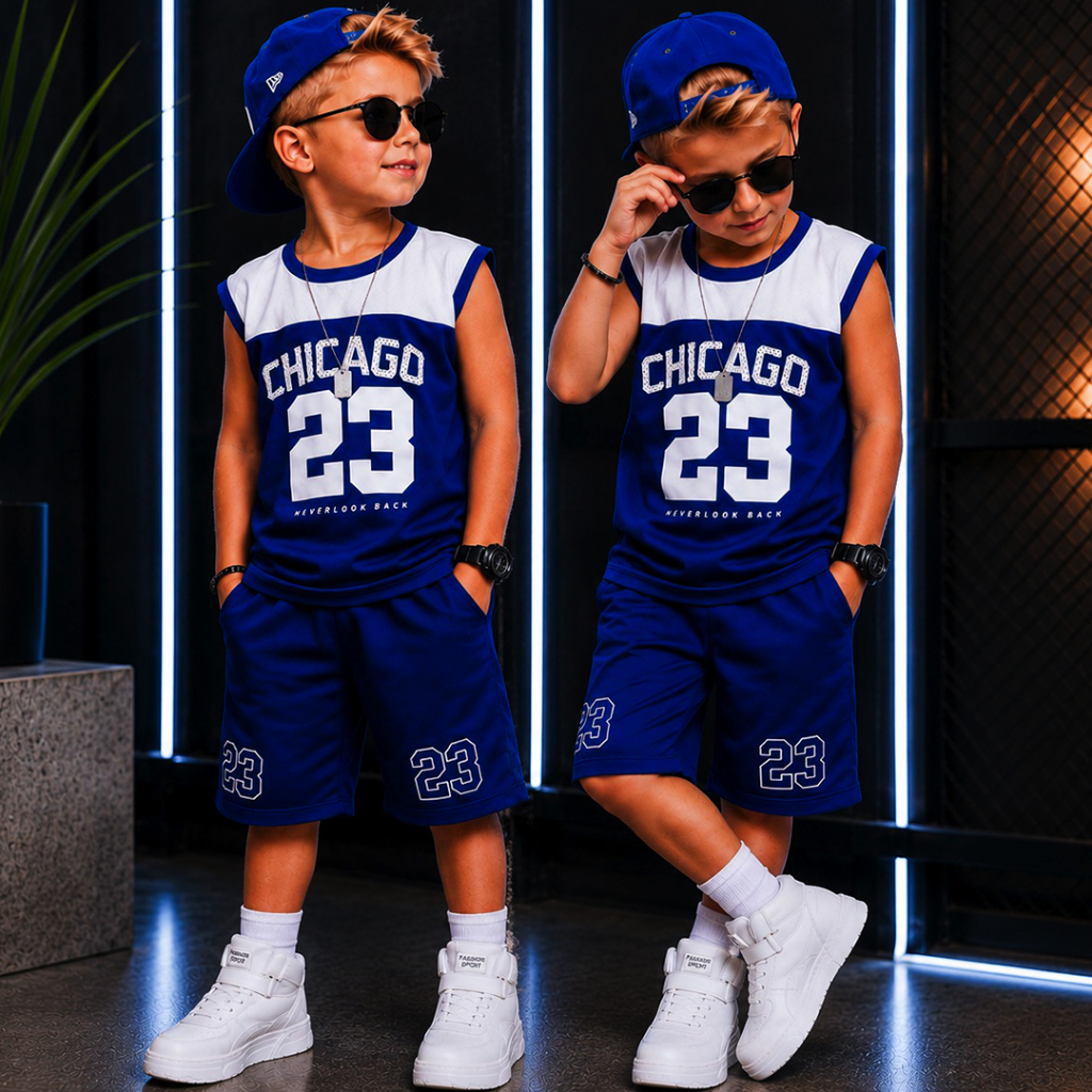 Conjunto Infantil Menino Estiloso Lançamento Verão Juvenil Camisa 100% Algodão Veste Do 2 até 12anos