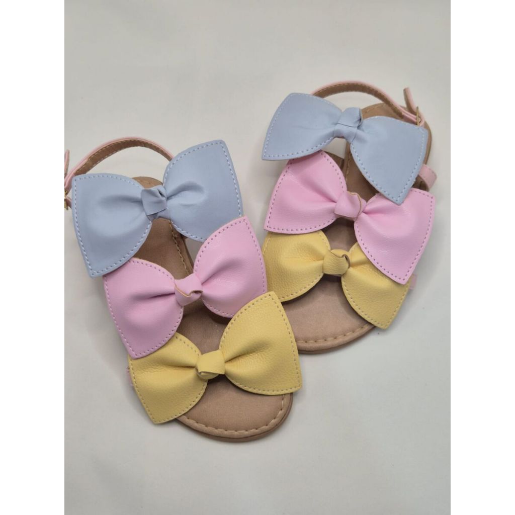 Sandália Infantil Feminina Com Laço Colorido Fivela Confortável Casual Antiderrapante