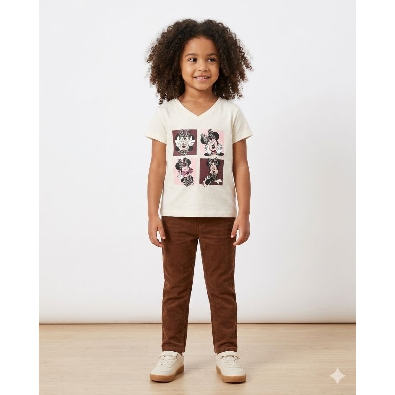CAMISETA INFANTIL FEMININA ESTAMPADA MINNIE FASHION MODA INFANTIL BLUSA MALHA 100% algodão T-SHIRT ONÇINHA INFANTIL