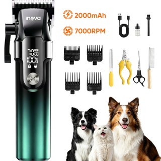 Tosador de Cães e Gatos Inova 7000RPM 2000mAh 200min Kit Pet Grooming Silencioso