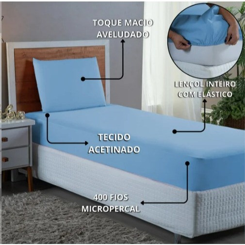 Jogo de Lençol Solteiro Microfibra Estampada 2 Peças