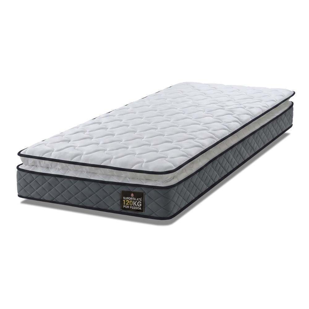 Colchão Solteiro Espuma D33 Pillow Top Millenium 88x188x19cm Cinza/Branco Hellen - Suporta até 120kg