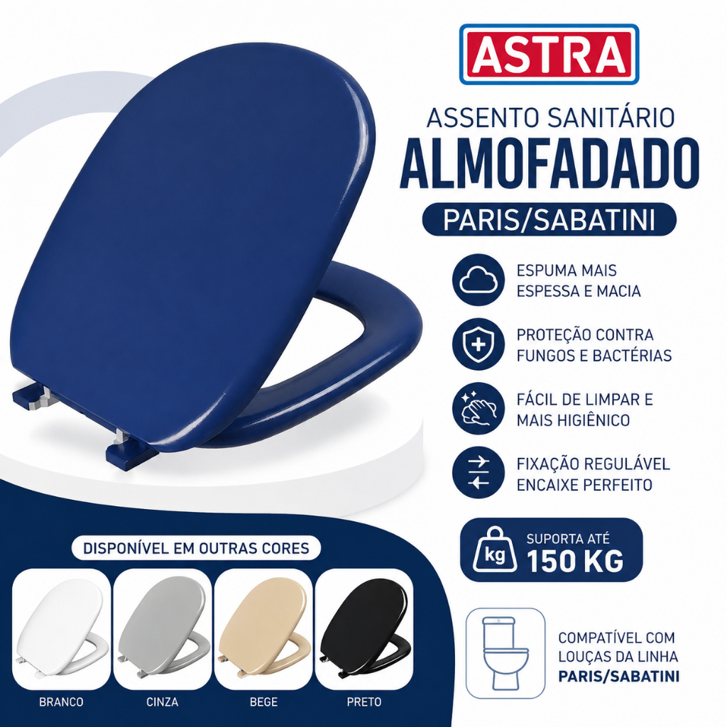 Tampa Assento Sanitário Almofadado Paris/Sabatini Astra