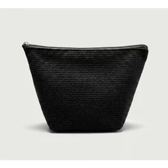 Necessaire Feminina Preta Texturizada com Zíper – Compacta, Elegante e Versátil