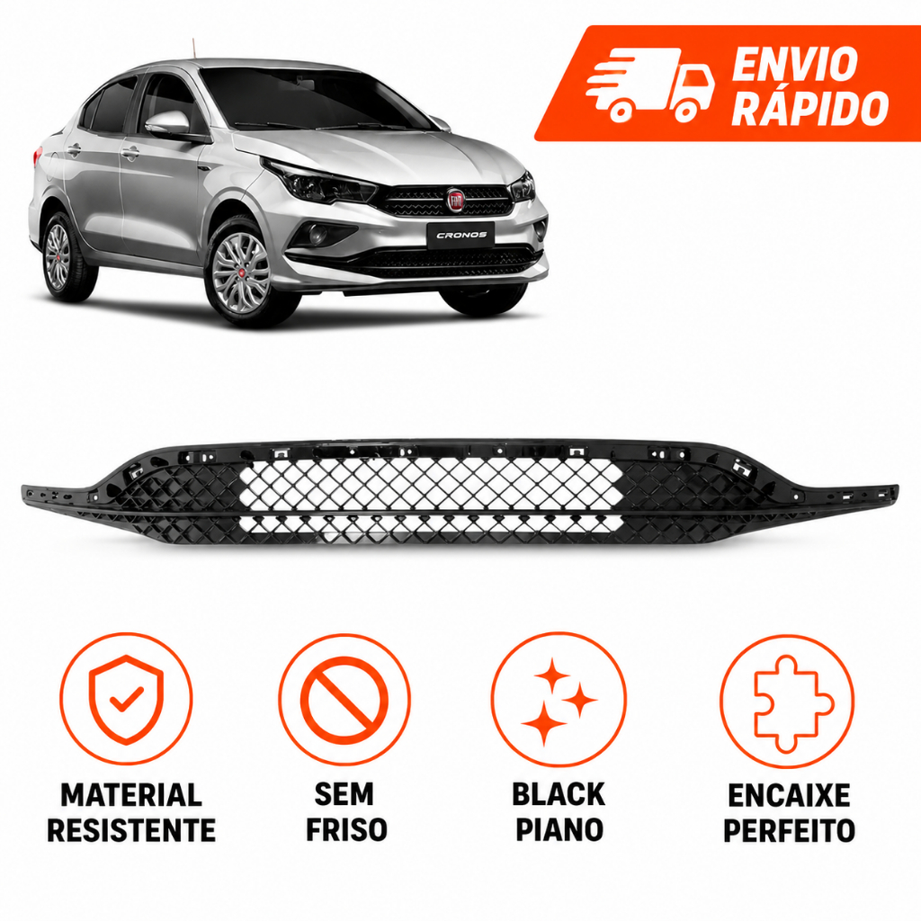 Grade Central Parachoque Fiat Cronos 17 A 22 Black Piano S/friso