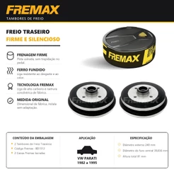 Par Tambor de Freio Traseiro VW PARATI 1982 a 1995 Fremax