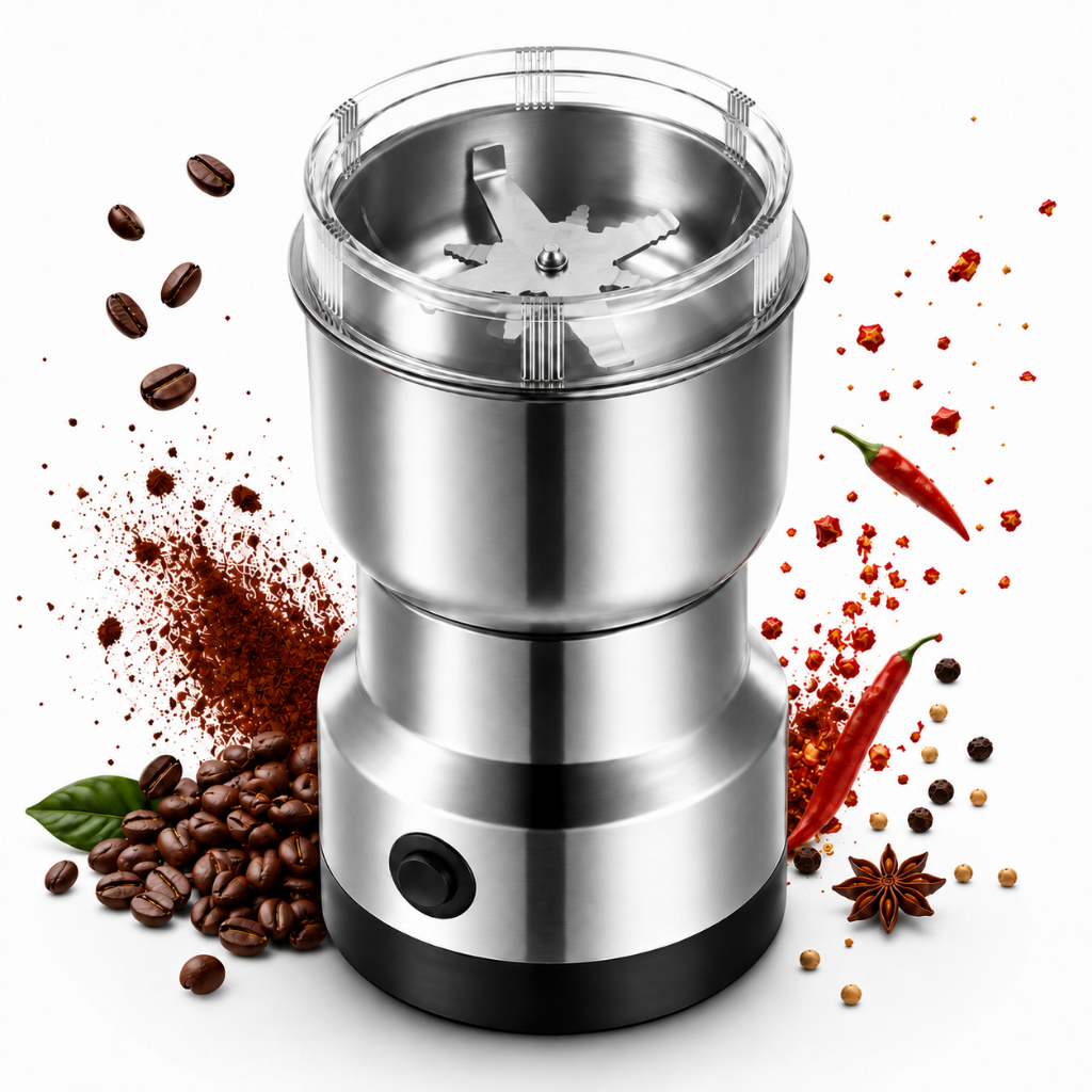 Moedor Elétrico Multifuncional Café Grãos Especiarias 8 Lâminas Aço Inoxidável 220V