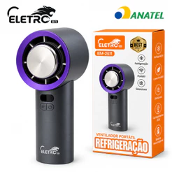 Mini Ventilador Portátil Recarregável Silencioso com Efeito Gelo Eletromex