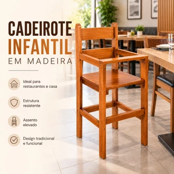 Cadeira Bebe Infantil Criança Cadeirão Cadeirote de Madeira Refeição Restaurante Alimentação