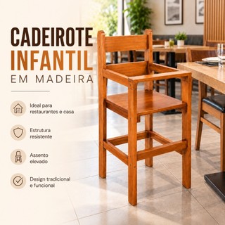 Cadeira Bebe Infantil Criança Cadeirão Cadeirote de Madeira Restaurante Refeição Alimentação