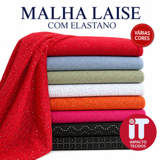Tecido Malha Laise Floral com Elastano 1m x 1,60m Para Blusas Vestidos Saias e Moda Feminina