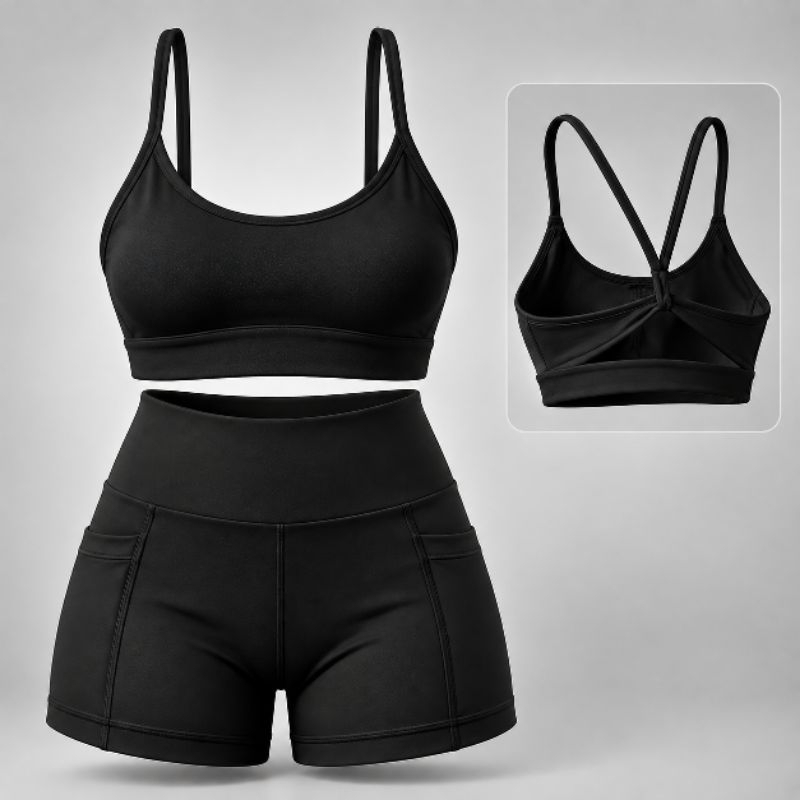 Conjunto Academia Feminino Short e Top Fitness Cintura Alta Suplex Diversas Cores