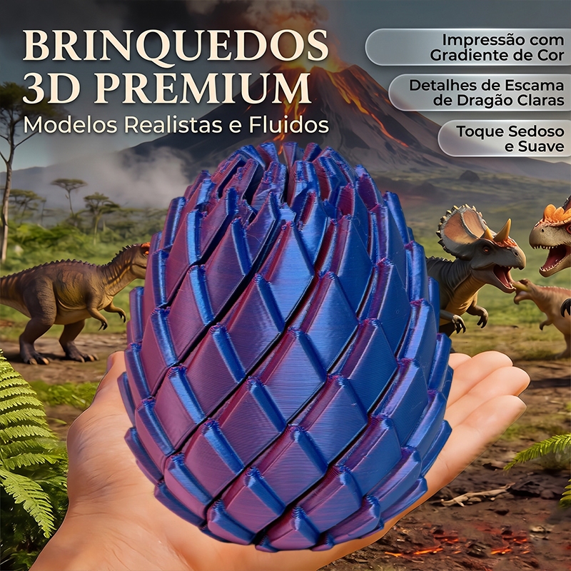 Ovo Dragão Articulado 3D | Fidget Sensorial Antiestresse + Gradiente — imagem 2 de 2