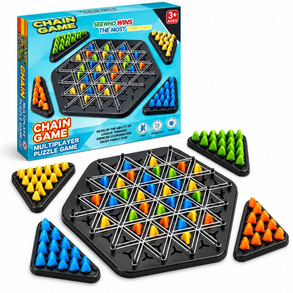 Jogo do Elástico Triangular de Tabuleiro Xadrez Interativo Multijogador