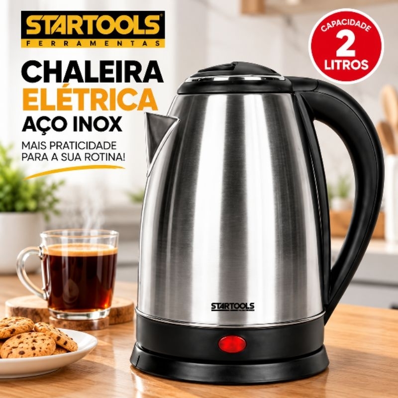 Chaleira Eletrica Jarra Termica 2 Litros Inox Rápida Silenciosa Design Moderno 127V