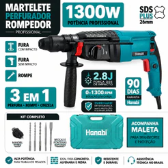 【Hanabi】Martelete Perfurador Rompedor SDS 26mm 1300W Profissional Concreto Reforma LB110V-5001