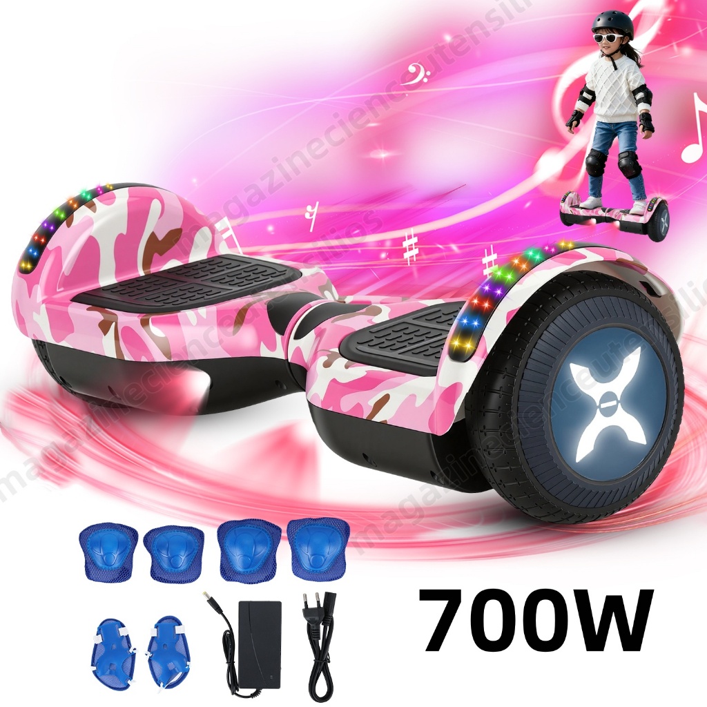 700W Hoverboard Elétrico Skate Kit Acessórios Com Bluetooth E Led Céu Estrelado Roxo