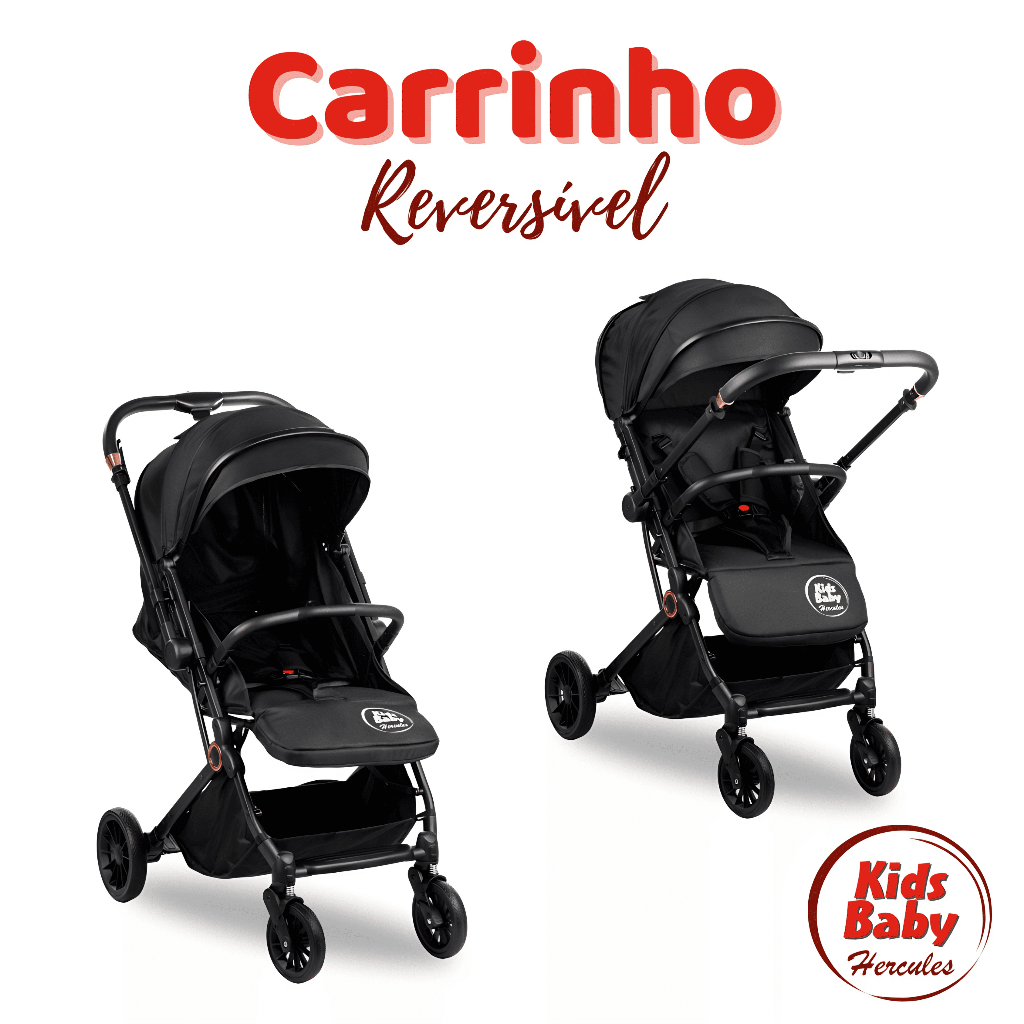 Carrinho De Bebê Compact Reversível Dobrável 0-15kg Cor Preto Chassi Preto