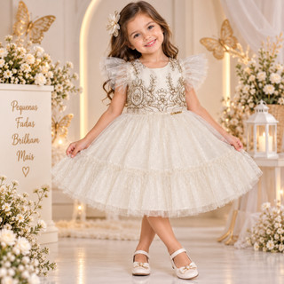 Vestido de festa infantil menina vestido infantil menina festa Tule rodado aniversario casamento 1 ao 10