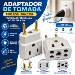 Kit Adaptador de Tomada Porcelana Bob 10A 20A Reforçado
