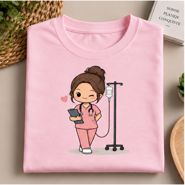 Camiseta Feminina Enfermagem Enfermeira Profissão 100% Algodão