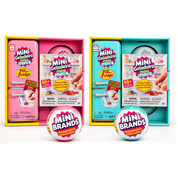 Mini Geladeira Mini brands Brinquedo Infantil Minis + 2 Cap Surpresa